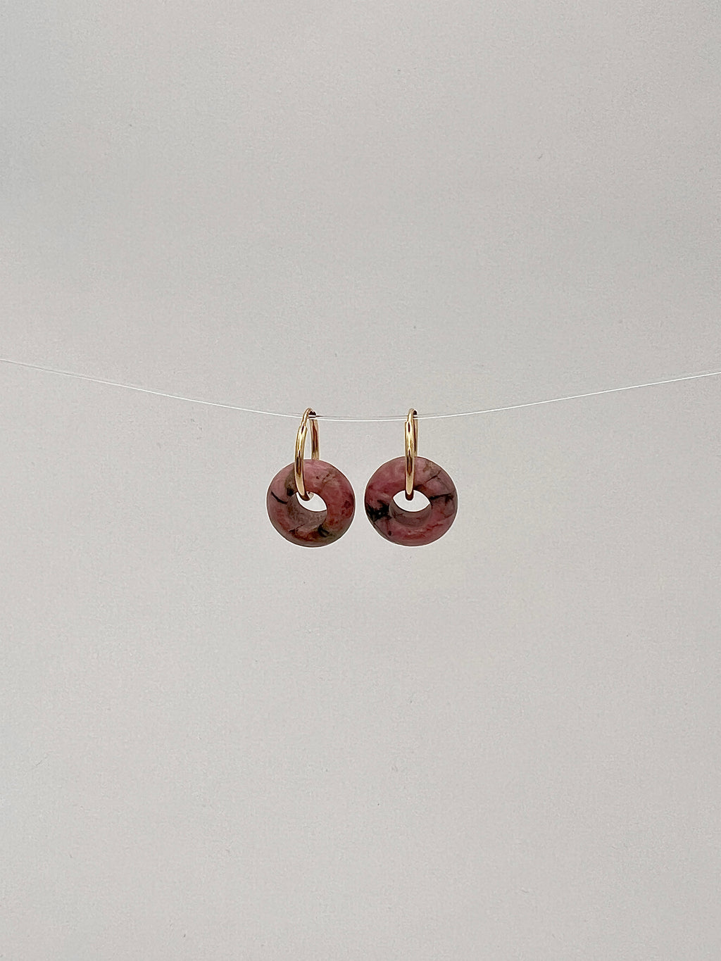 BOUCLES D'OREILLE RHODONITE