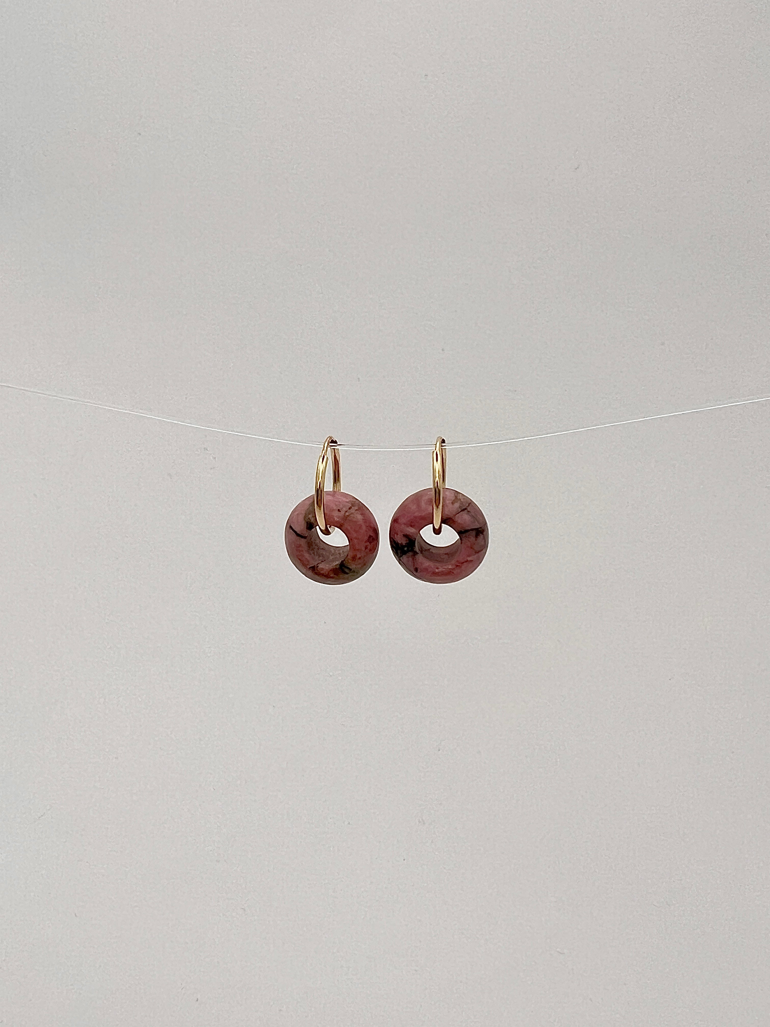 BOUCLES D'OREILLE RHODONITE