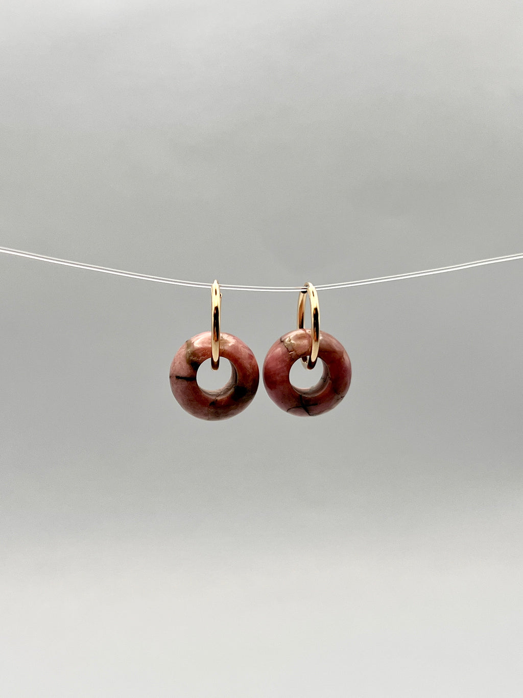 BOUCLES D'OREILLE RHODONITE