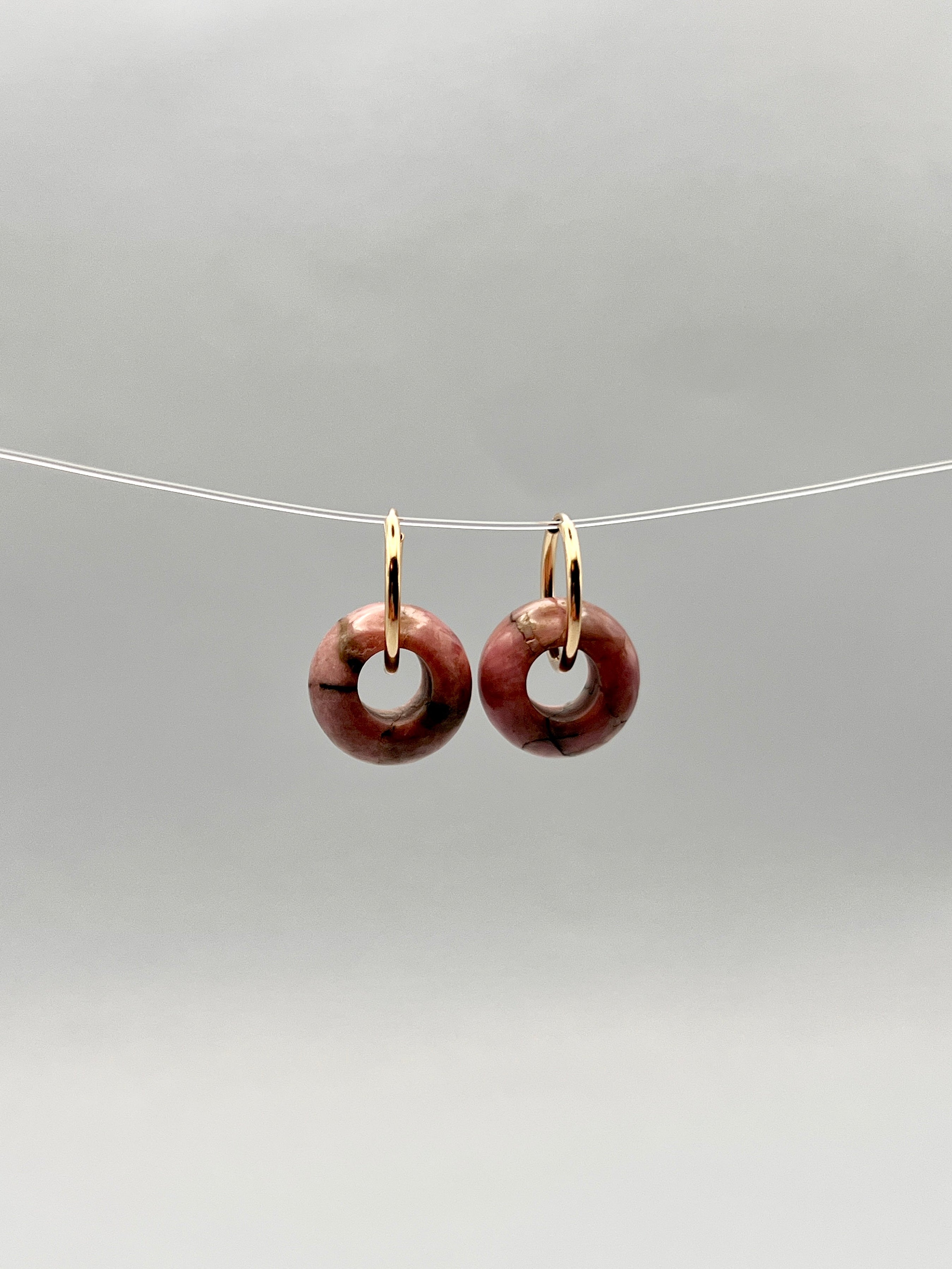 BOUCLES D'OREILLE RHODONITE