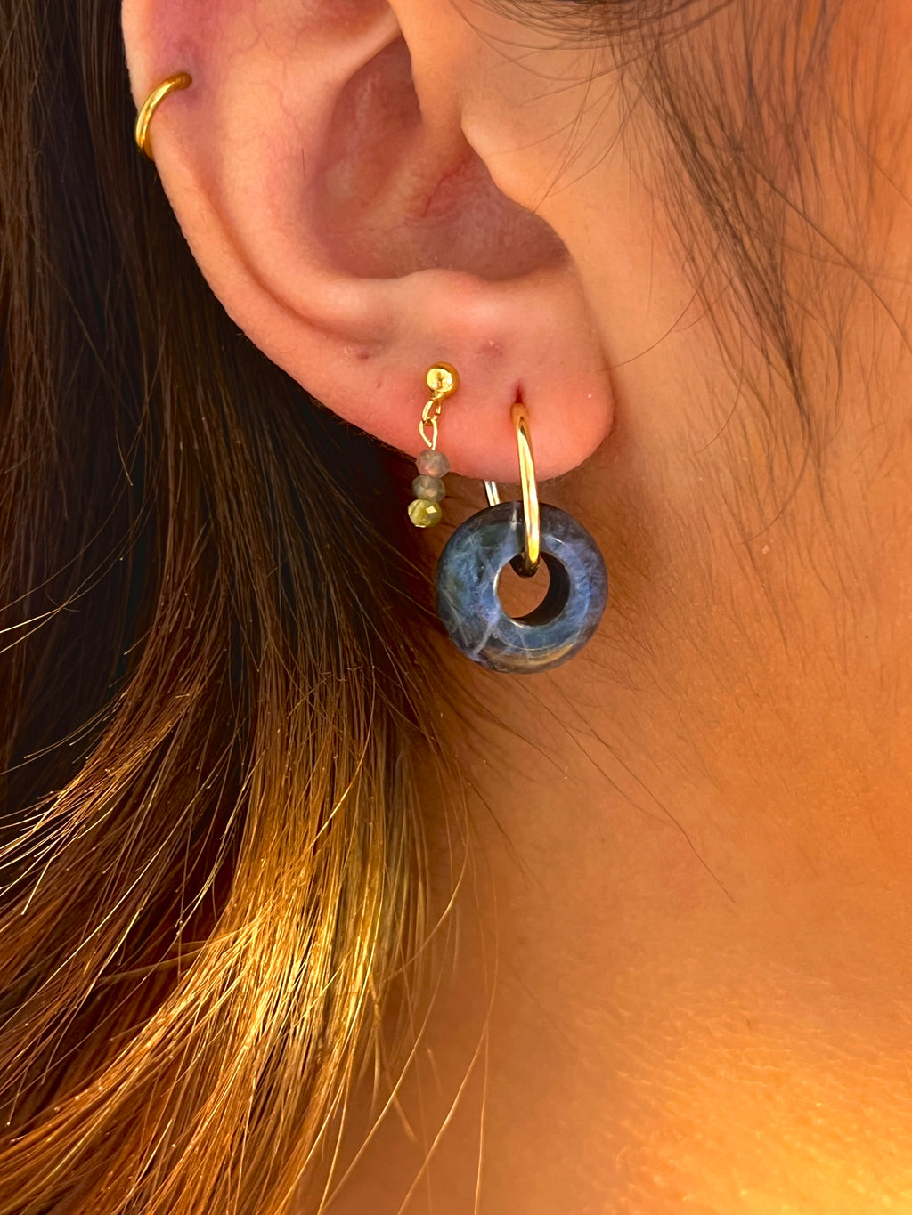 BOUCLE D'OREILLE SODALITE