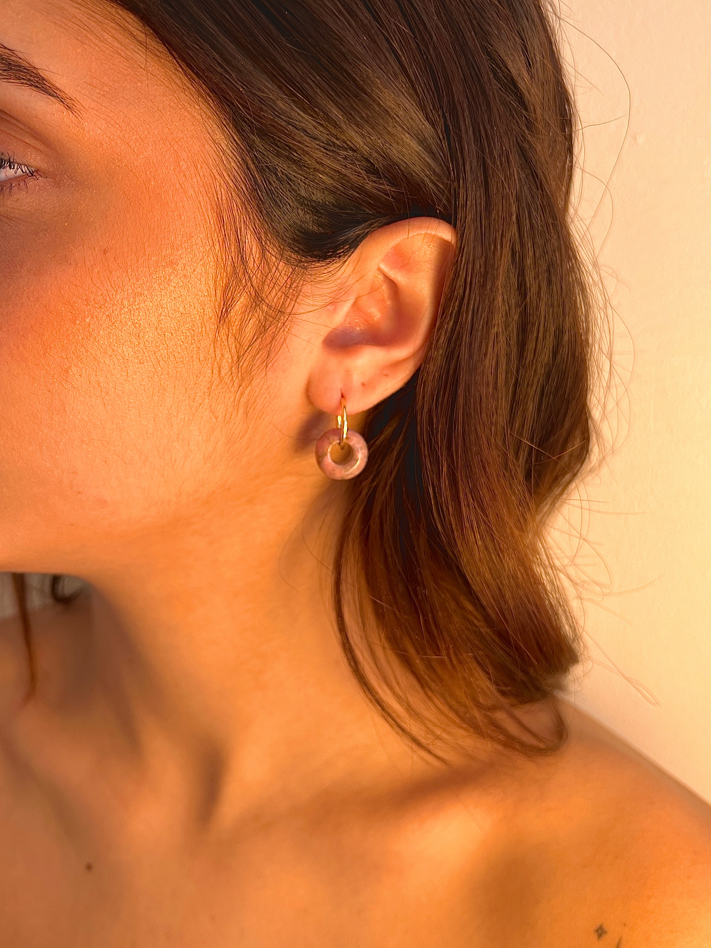 BOUCLES D'OREILLE RHODONITE